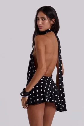 Enya rygglös miniklänning i XL-polkadot