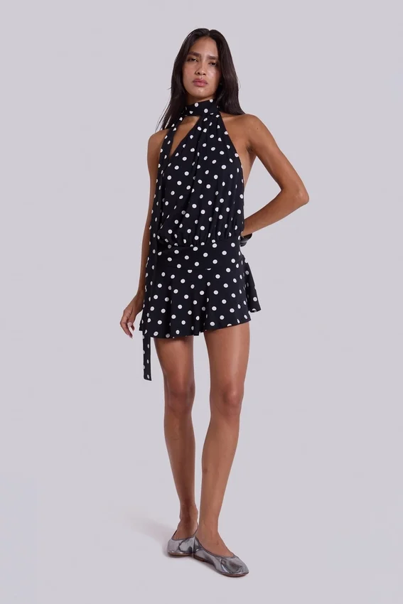 Enya rygglös miniklänning i XL-polkadot