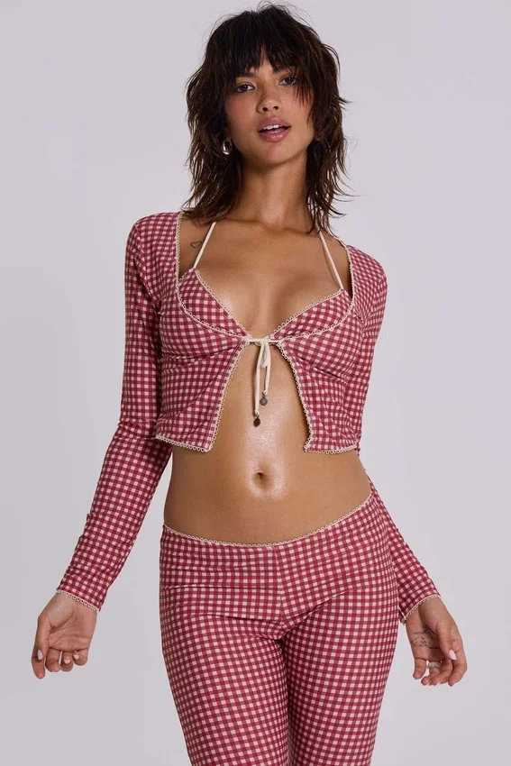 Freda Gingham Swim kofta Toppar