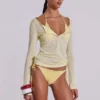 Genomskinlig Henley-tröja i färgen Buttercup