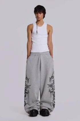 Grå, baggy joggingsbyxor i Blade-modell