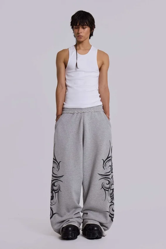 Grå, baggy joggingsbyxor i Blade-modell