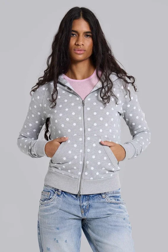 Grå hoodie med prickar