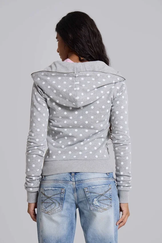 Grå hoodie med prickar