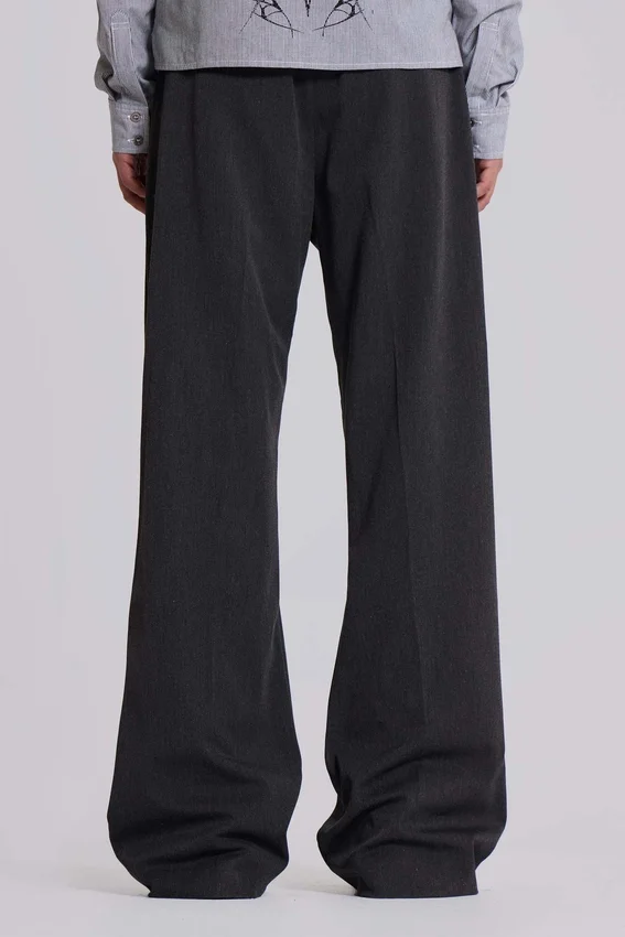 Grå kostymbyxor med bootcut-passform