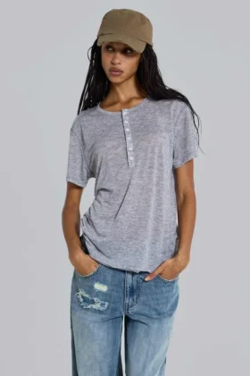 Grå melerad Haze Henley-T-shirt