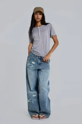 Grå melerad Haze Henley-T-shirt
