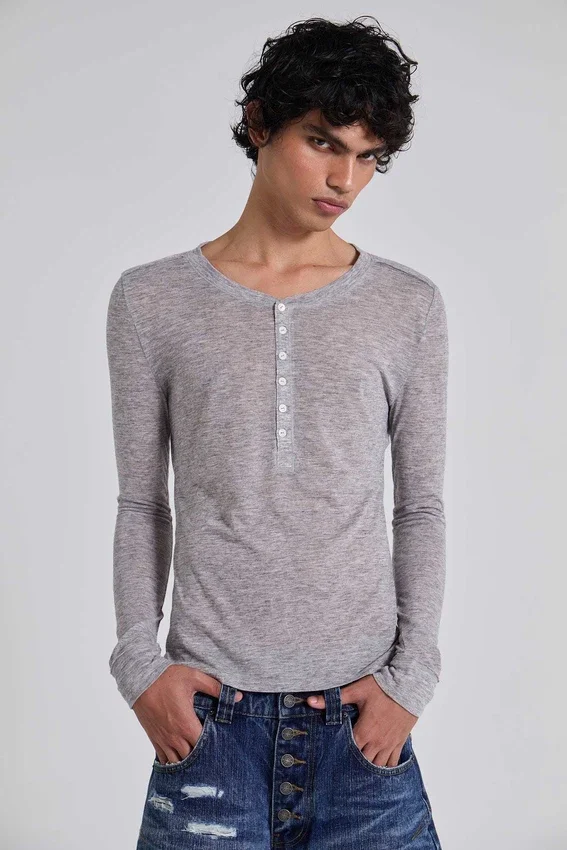 Grå melerad Haze Henley-tröja