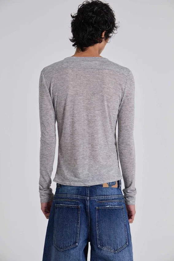 Grå melerad Haze Henley-tröja