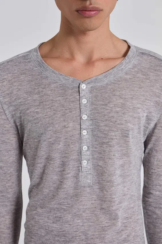 Grå melerad Haze Henley-tröja