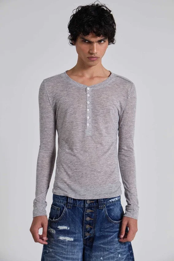 Grå melerad Haze Henley-tröja