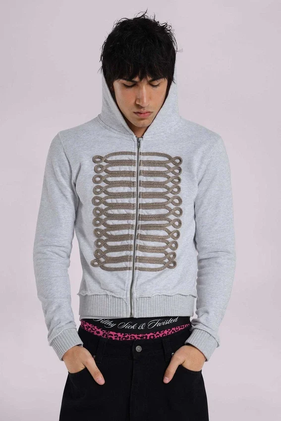Grå melerad Military Monster Hoodie