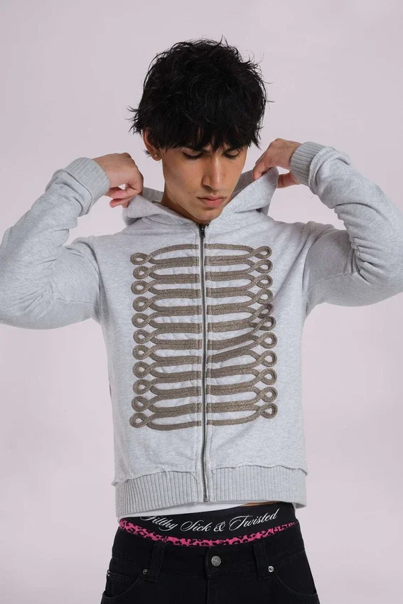 Grå melerad Military Monster Hoodie