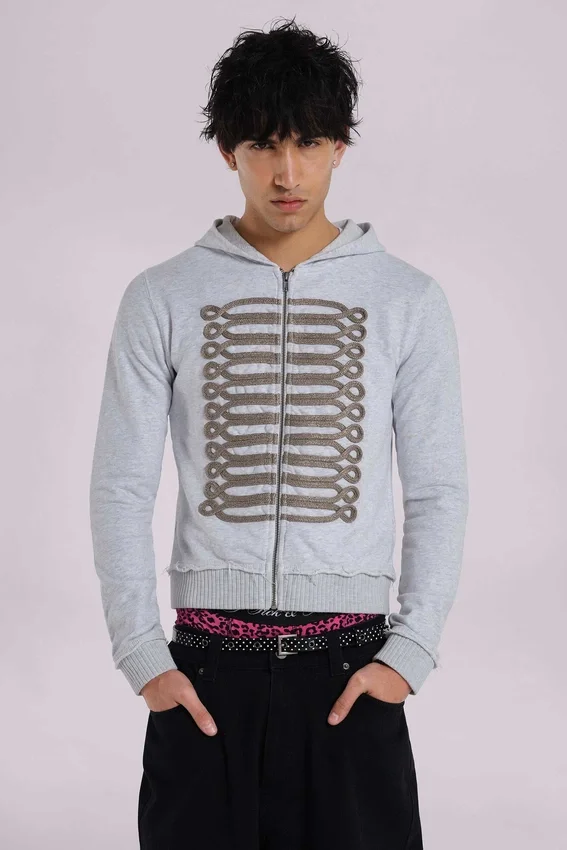 Grå melerad Military Monster Hoodie