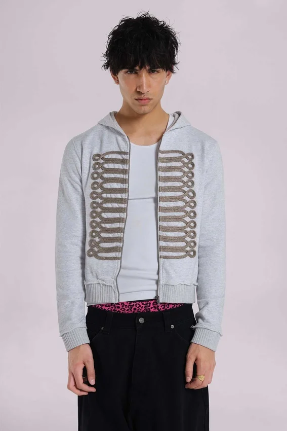 Grå melerad Military Monster Hoodie