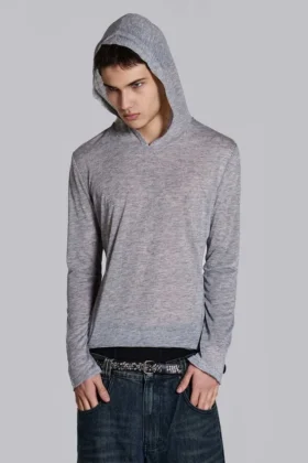 Grå melerad Mist-hoodie