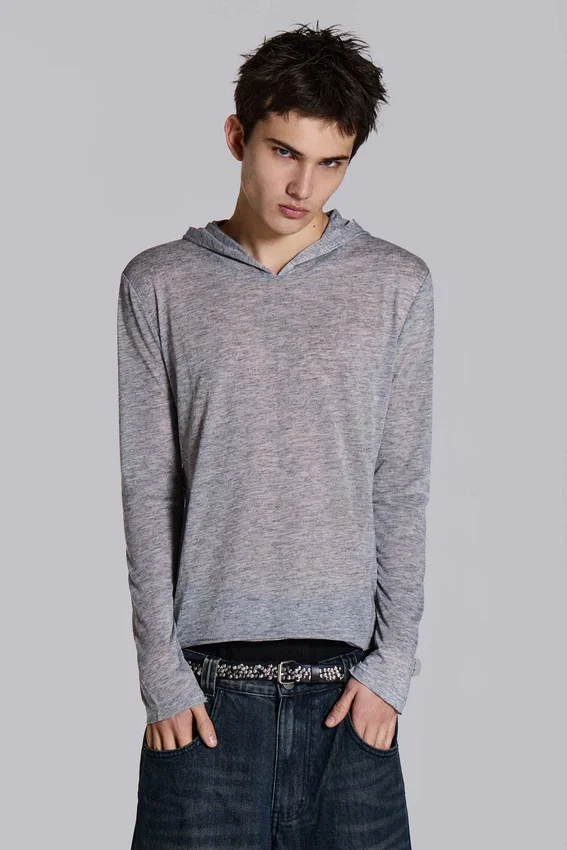 Grå melerad Mist-hoodie