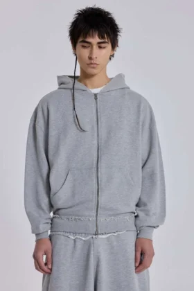 Grå melerad oversized Monster Hoodie