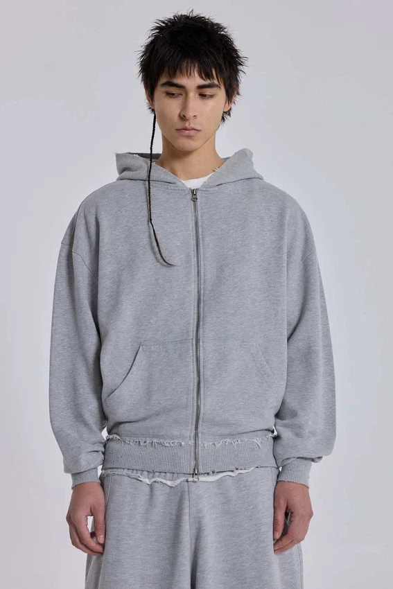 Grå melerad oversized Monster Hoodie