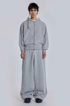 Grå melerad oversized Monster Hoodie