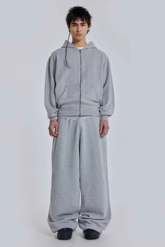 Grå melerad oversized Monster Hoodie