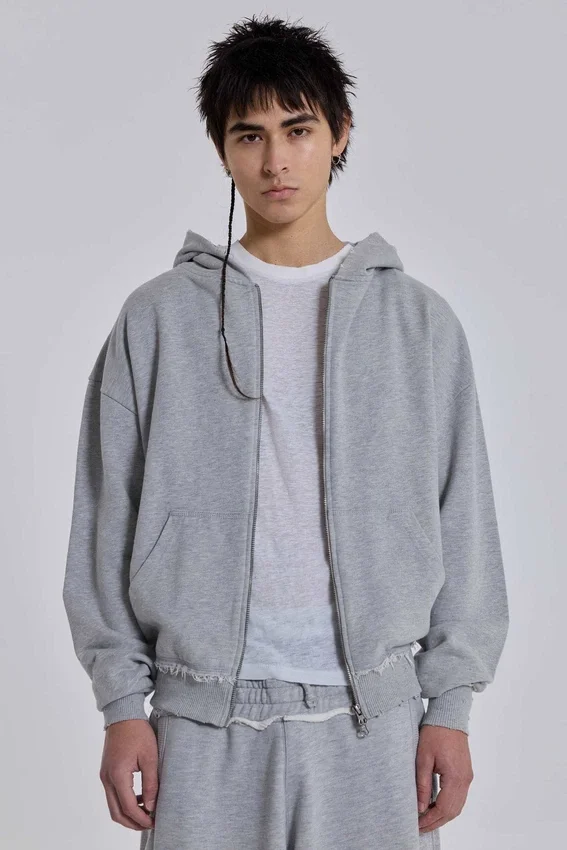 Grå melerad oversized Monster Hoodie