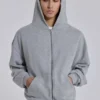 Grå melerad oversized Monster Hoodie