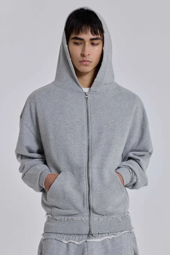 Grå melerad oversized Monster Hoodie