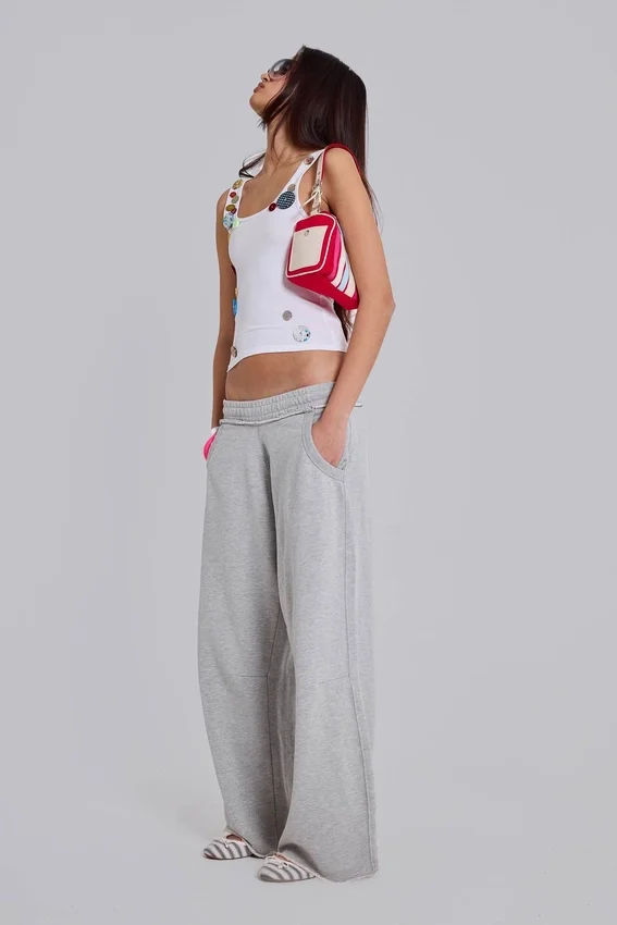 Grå melerade, baggy Monster Joggers