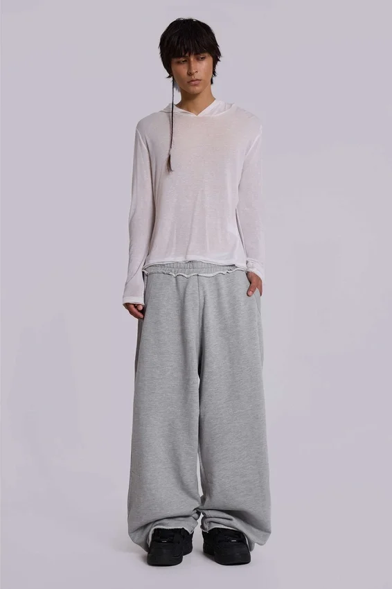 Grå melerade, baggy Monster Joggers
