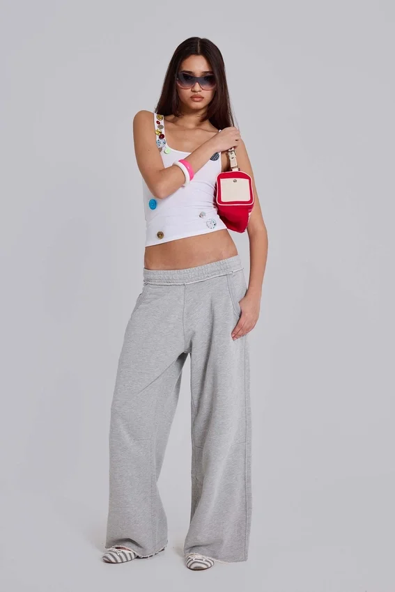 Grå melerade, baggy Monster Joggers