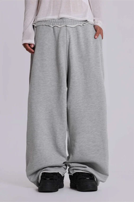 Grå melerade, baggy Monster Joggers
