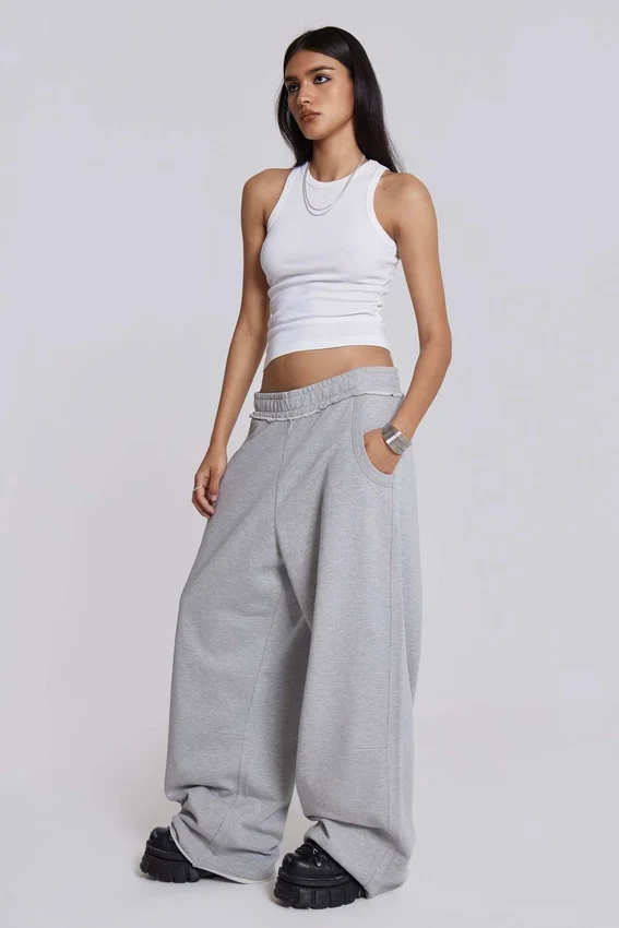 Grå melerade, baggy Monster Joggers
