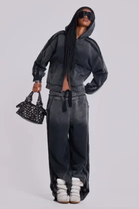 Grå sportig, baggy Monster Hoodie