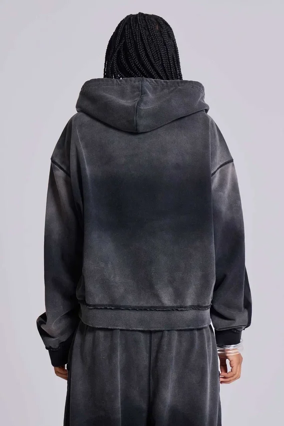 Grå sportig, baggy Monster Hoodie
