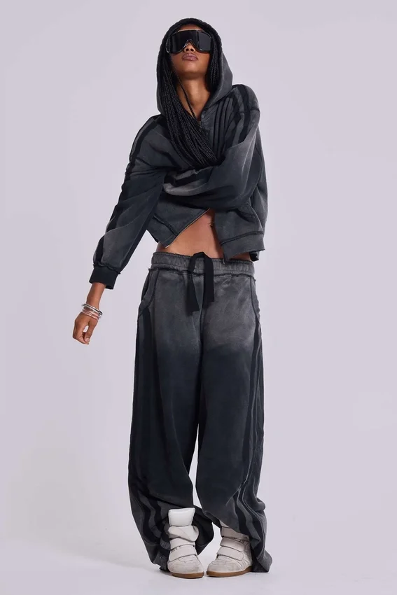 Grå sportiga, baggy Monster Joggers