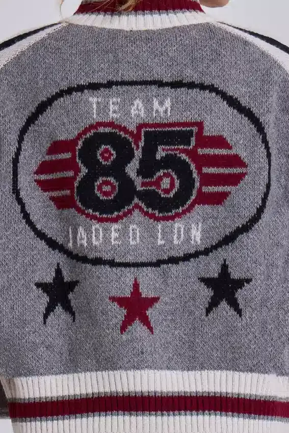 Grå Team 85-bomberjacka i stickat