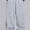 Gråmelerade, baggy Monster Joggers med gotiskt tryck