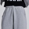 Gråmelerade, baggy Monster Joggers med uppvikt nederkant