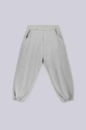 Gråmelerade, baggy Monster Joggers med uppvikt nederkant