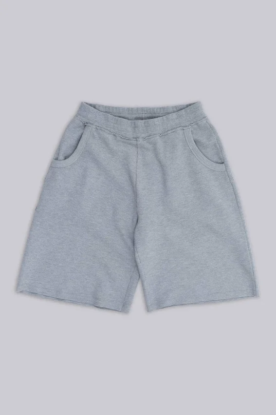 Gråmelerade joggingshorts i waffelväv med Monster-motiv