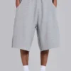 Gråmelerade joggingshorts i waffelväv med Monster-motiv