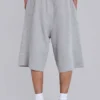 Gråmelerade joggingshorts i waffelväv med Monster-motiv