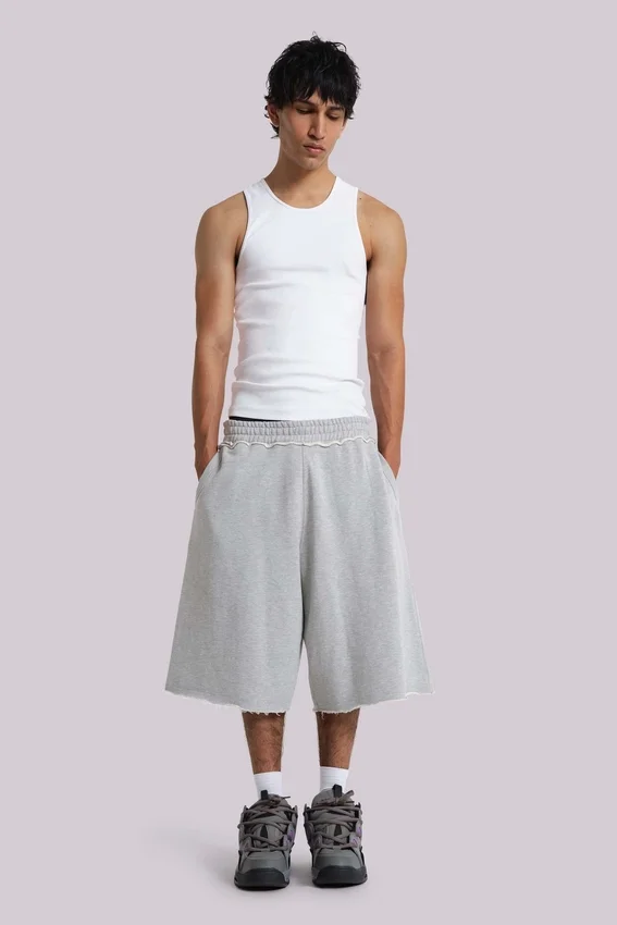 Gråmelerade Monster Jogger-shorts i baggy-modell