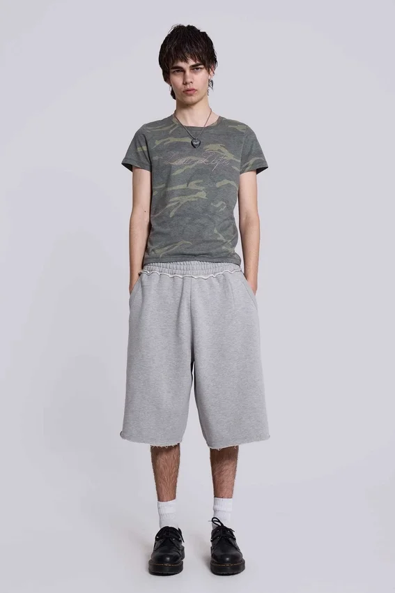 Gråmelerade Monster Jogger-shorts i baggy-modell