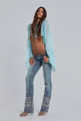 Handpärlade Cooper-jeans med bootcut