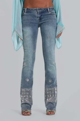 Handpärlade Cooper-jeans med bootcut
