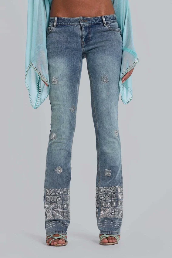 Handpärlade Cooper-jeans med bootcut