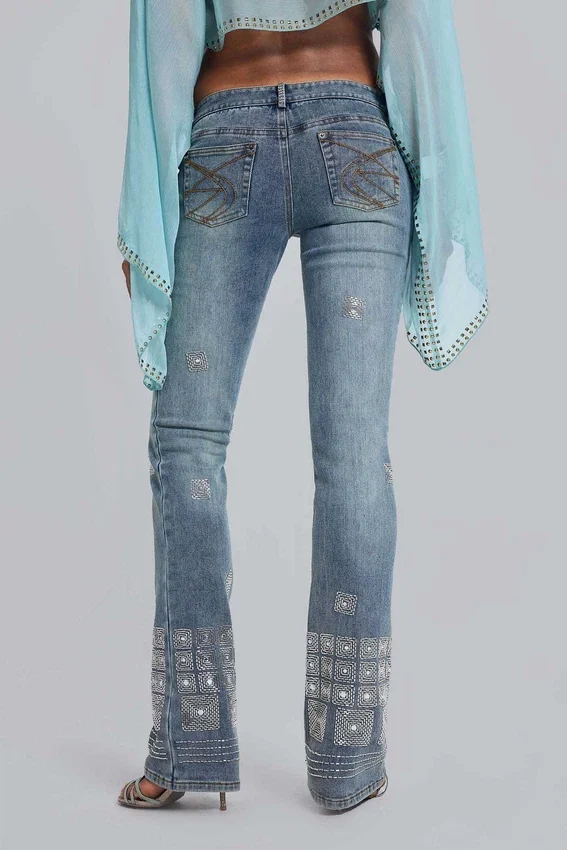 Handpärlade Cooper-jeans med bootcut