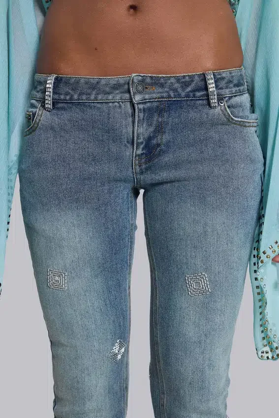 Handpärlade Cooper-jeans med bootcut